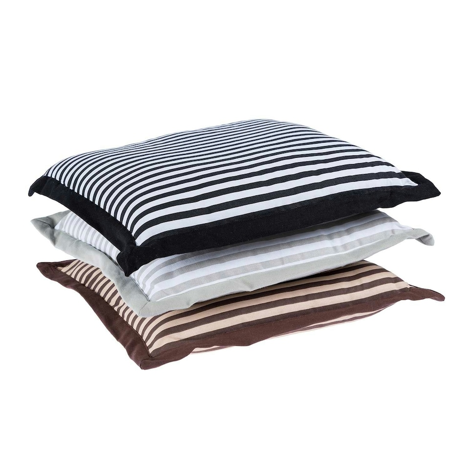 image 1 of Homescapes Chocolate and Beige Striped Seat Pad Brown