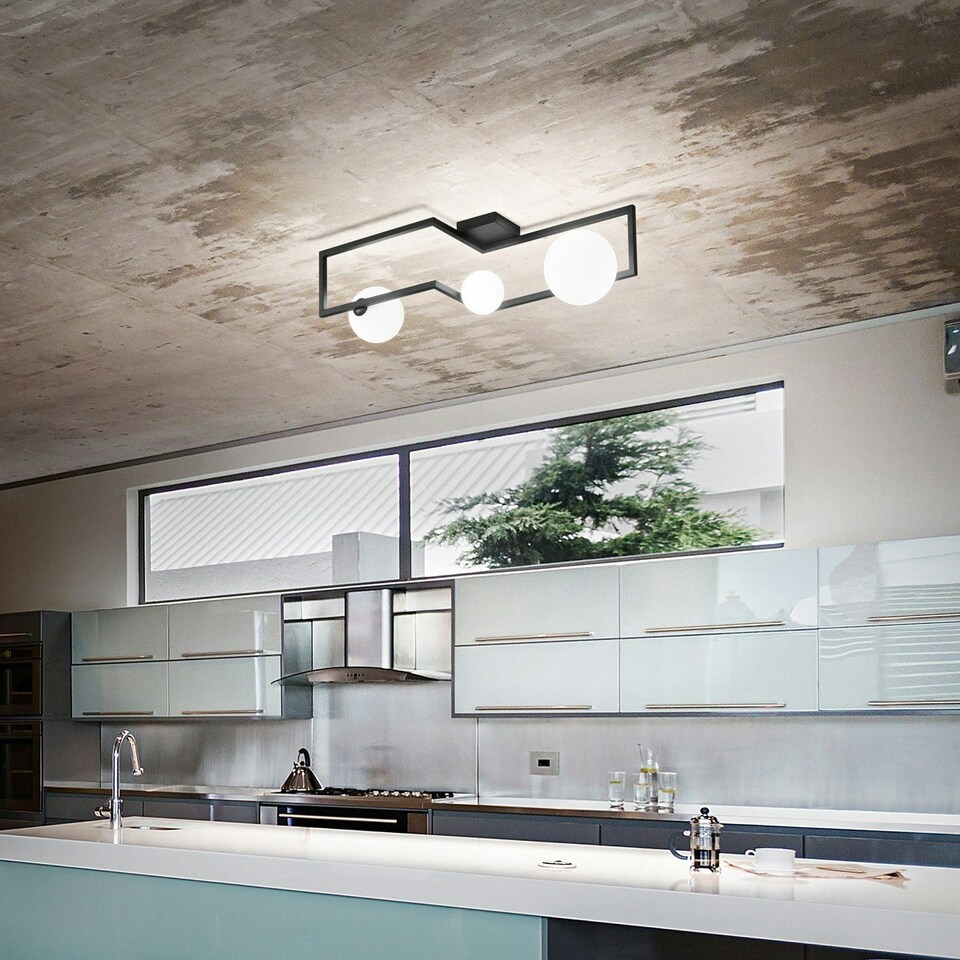 image 1 of ANGOLO 3 Light Globe Ceiling Light Black