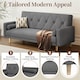 image 6 of Yaheetech Fabric Convertible Sofa Bed with 2 Bolster Pillows-Dark Grey