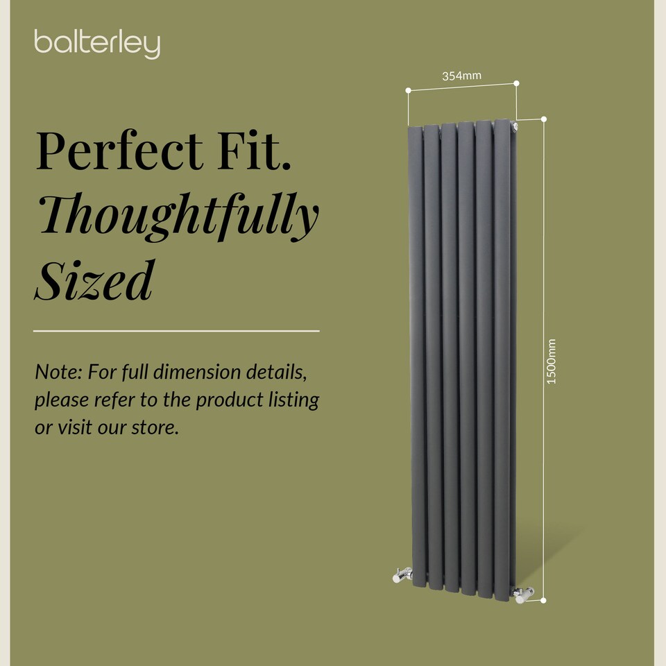 image 1 of Balterley Embrace Vertical Double Panel Radiator | Grey | Anthracite | 1