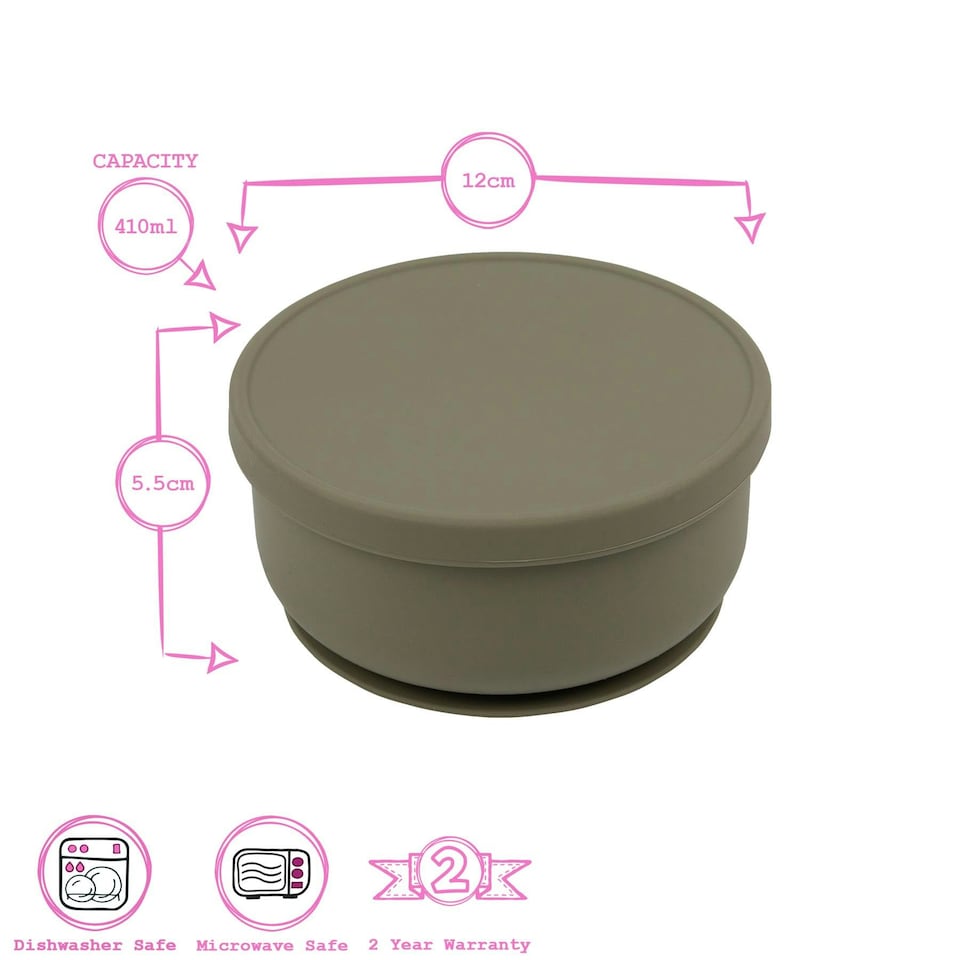 image 1 of Tiny Dining Baby Silicone Suction Bowl with Lid - Silver Sage Green