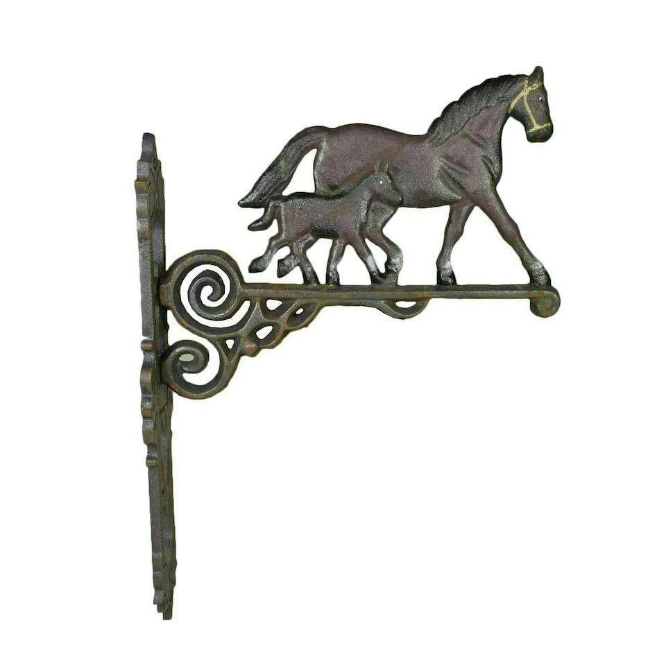 image 1 of Horse / Mare & Foal Bell Farm Cast Iron Sign Plaque Door Wall Stable House Porch