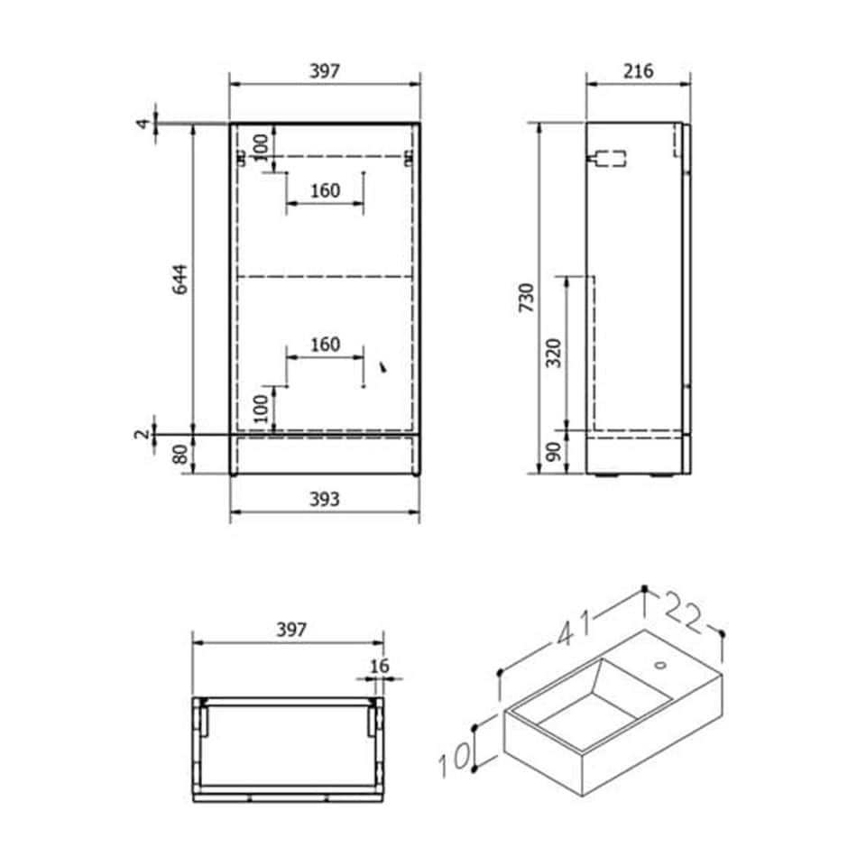 image 1 of Bathroom Cube 410mm Cloakroom Vanity Unit with Basin - Gloss White - (Impact) - Brassware Not Included | White | White | 1