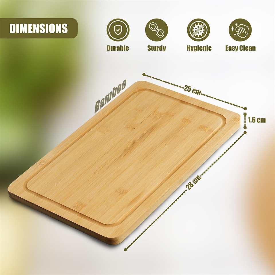 image 1 of GEEZY Bamboo Chopping Board Wooden Cutting Block Brown 37x25cm