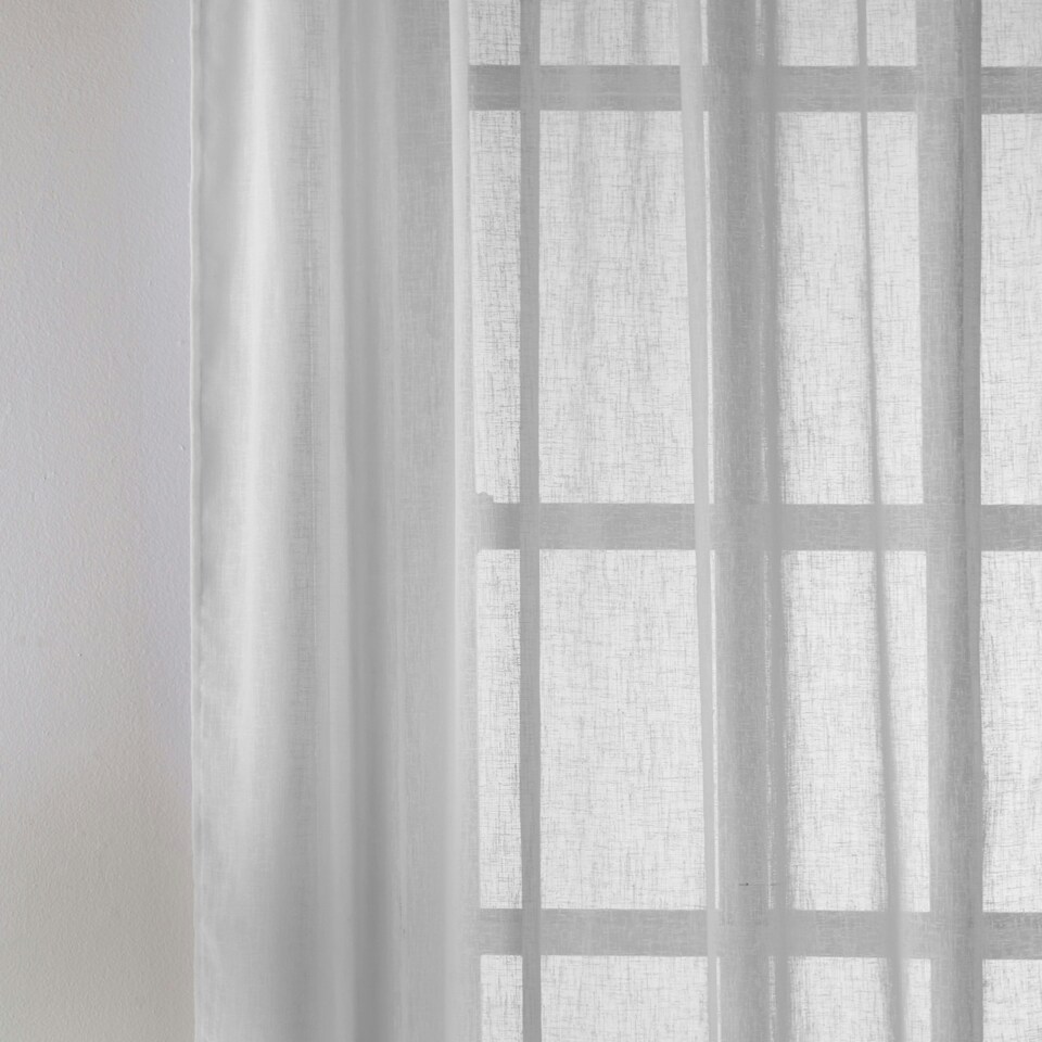 image 1 of Pair of Eden Silver 100% Recycled Voile Panels 229 cm (90 inch) Rod Pocket Panels for Bedroom and Living Room