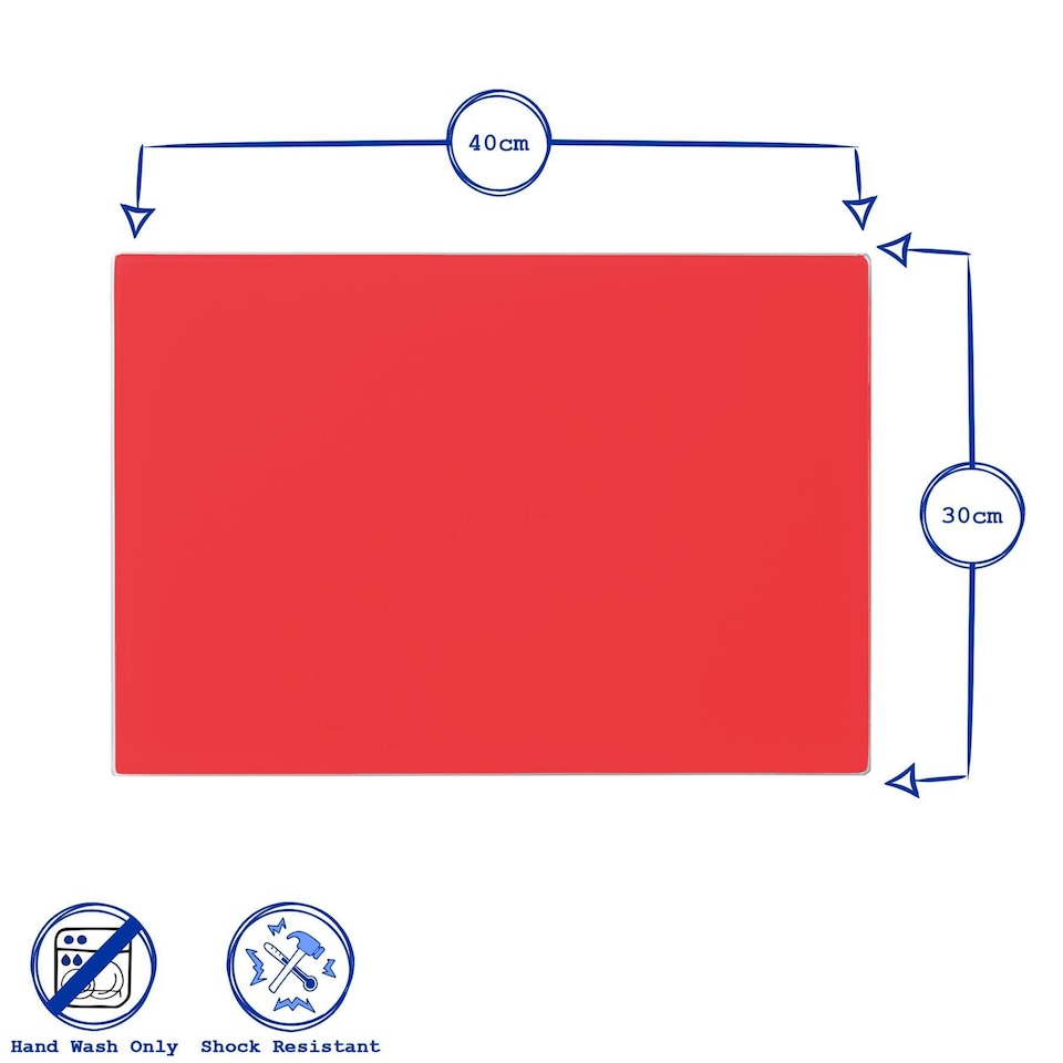 image 1 of Harbour Housewares Glass Kitchen Chopping Board - 40 x 30cm - Red | Red | Red