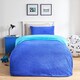 image 1 of OHS Luxury Teddy Fleece Reversible Duvet Cover and Pillowcase Bedding Set Multi | Blue/Sea Blue | Single