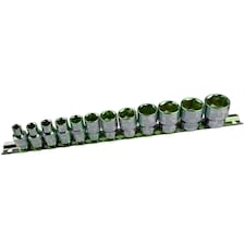 12pc Imperial SAE AF 1/4" - 7/8" Sockets 6 Point With Rail Shallow 3/8" dr AT941
