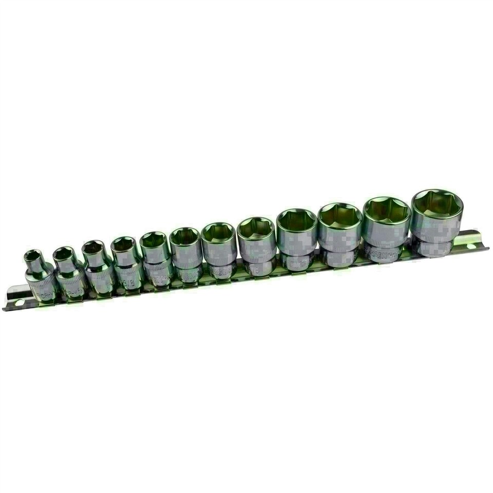 image 1 of 12pc Imperial SAE AF 1/4" - 7/8" Sockets 6 Point With Rail Shallow 3/8" dr AT941