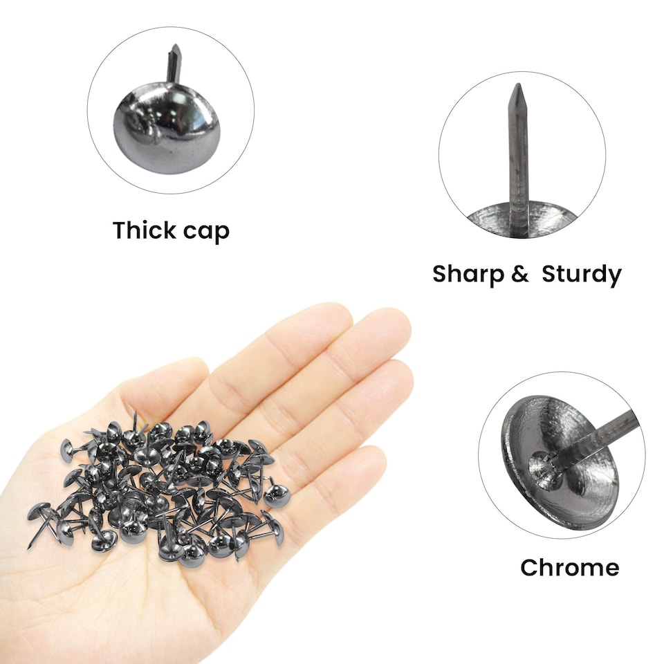 image 1 of 15mm x 9mm Upholstery Nail Tacks Studs Furniture Tacks Push Pins - 10pcs