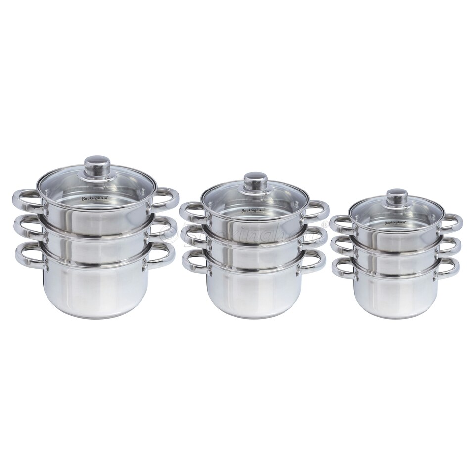 image 1 of Buckingham Stainless Steel 3 Tier Steamer Set 18 cm  Premium Quality