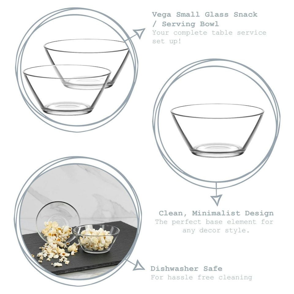 image 1 of LAV Vega Glass Serving Bowls - 10.5cm - Clear - Pack of 6 Clear