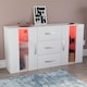 image 7 of Vida Designs Astro 2 Door 3 Drawer LED Sideboard Buffet Cabinet Storage, White | White | 1