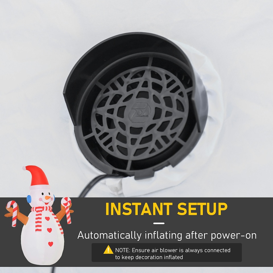 image 1 of HOMCOM Christmas Inflatable Snowman, Rotating Lighted Indoor Outdoor Decoration