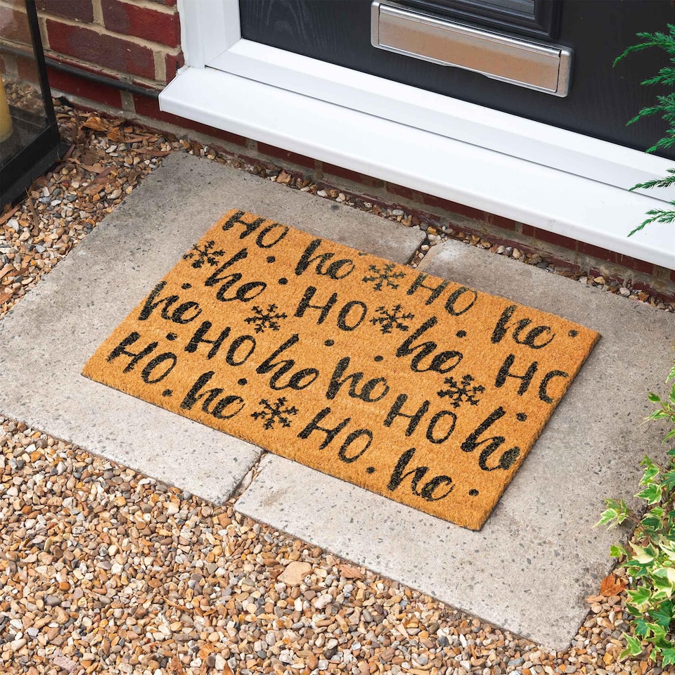 image 1 of Nicola Spring Christmas Coir Door Mat - 60 x 40cm - Ho Ho Ho