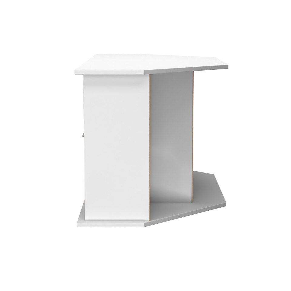 image 1 of Gloucester Corner TV Stand in Slatted Effect & White (Ready Assembled) | White | Slatted Effect & White