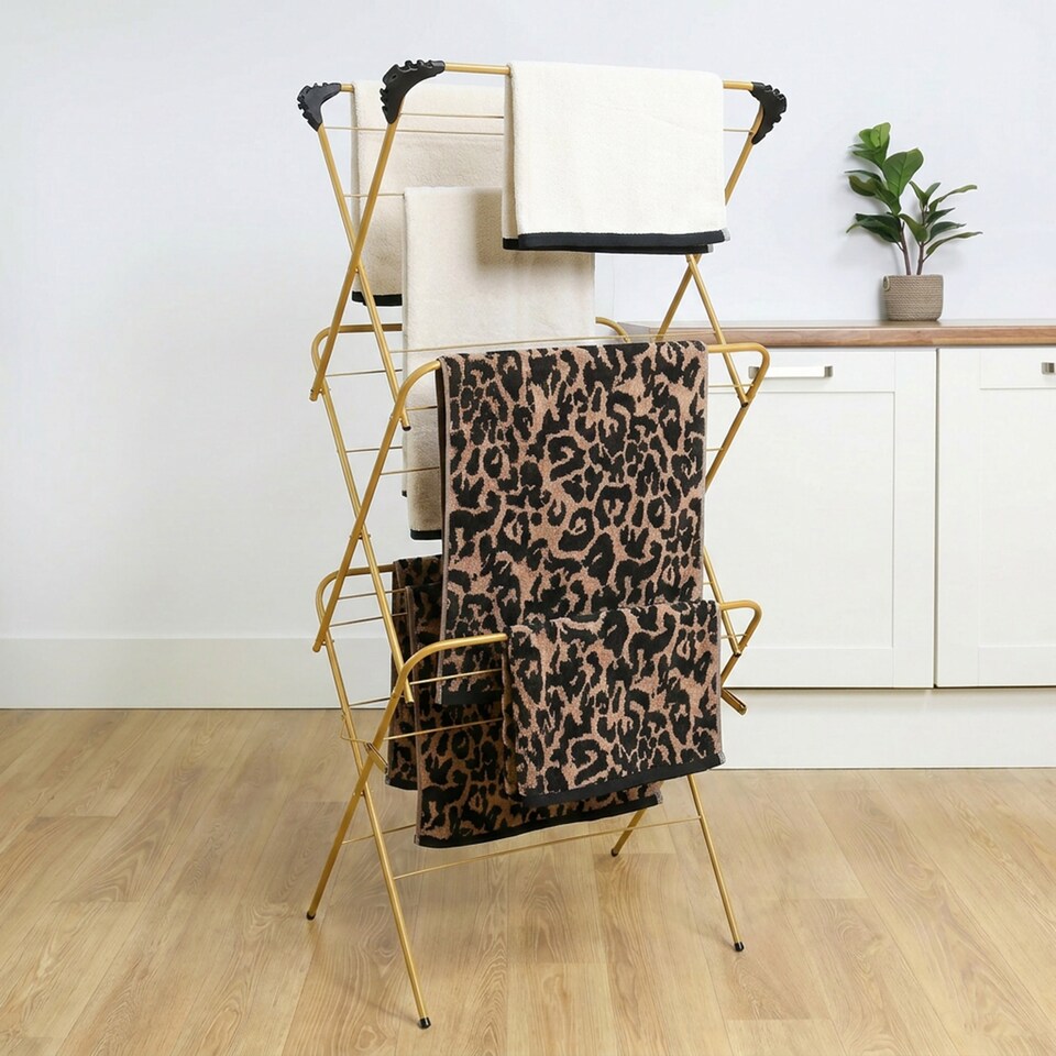 image 1 of OHS 3 Tier Clothes Dryer Airer Foldable Clothing Rack Washing Line Drying Horse 15m