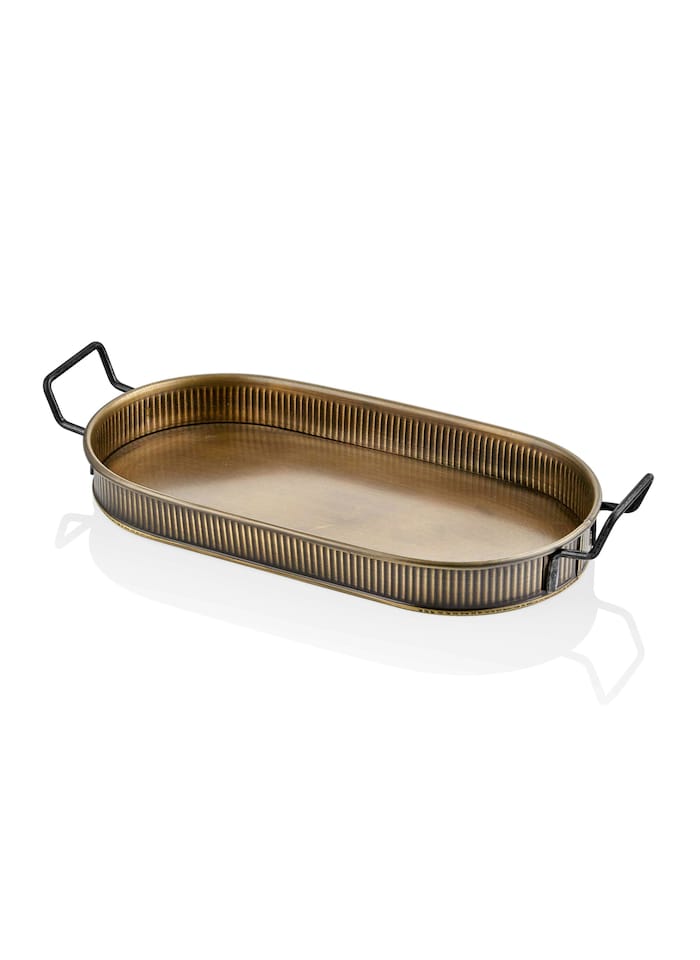 image 1 of Gold Oval Serving Tray (54 x 23 cm)