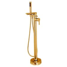 Freestanding Gold Bath Tap Single Lever Bathtub Tall Faucet Shower Mixer