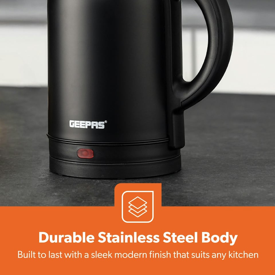 image 1 of GEEPAS Electric Kettle | 1.8L  Stainless Steel, 1800W Matte Black