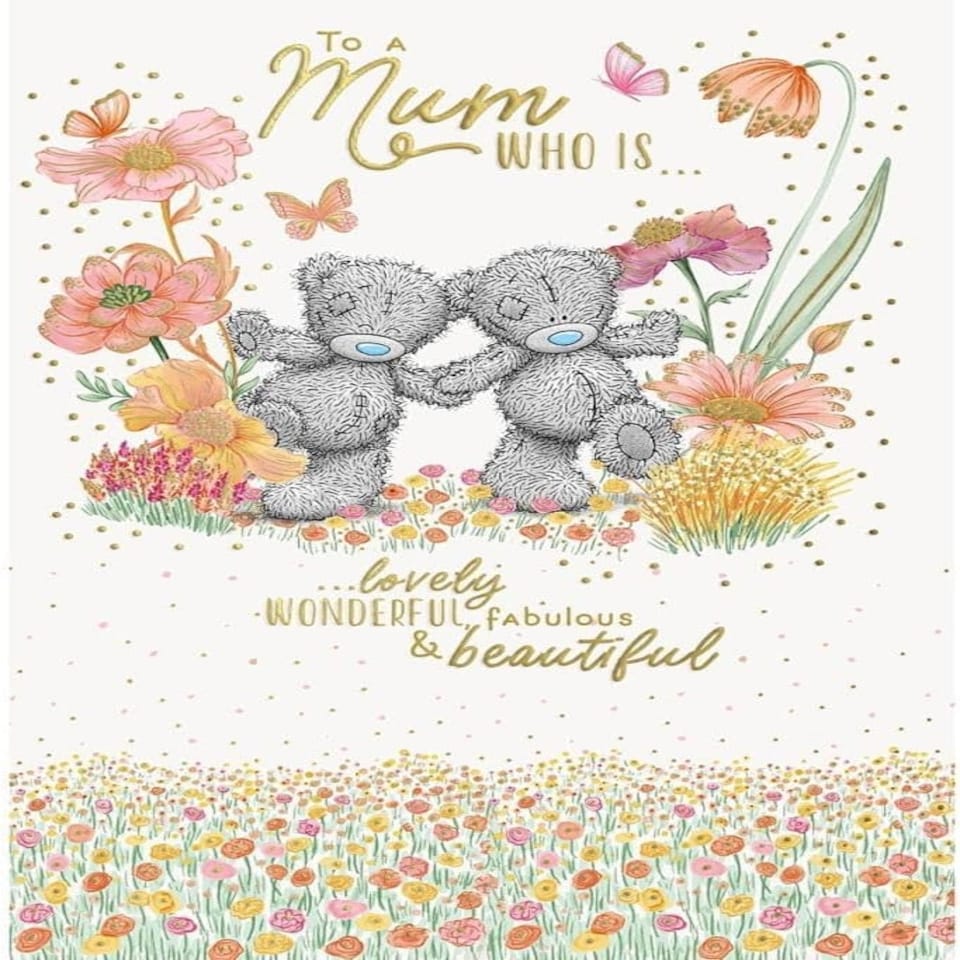 image 1 of Bears Holding Hands In Flowers Mother's Day Card