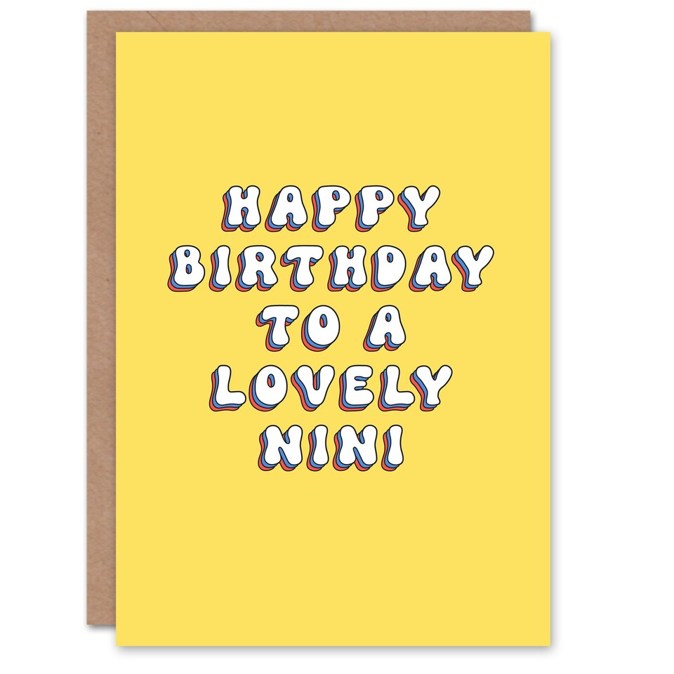 image 1 of Lovely Nini Bright Fun Hippie Letters Non Binary Birthday Card