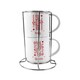 image 1 of King & Queen Stacking Mugs Set Gift - Red Playing Cards Ceramic Cups Set of 2 with Metal Stand, Classic Game Gifts for Couples | White