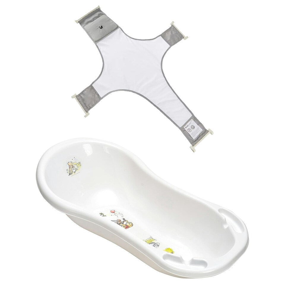 Keeeper Baby Bath with Plug 100cm & White Baby Bath Safety Net Tesco