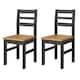image 1 of Pair of Corona Linea Ladder Back Dining Chairs - Wax Finish & Antique Wax Seat - Wooden Kitchen Seating | Black | Black | 1