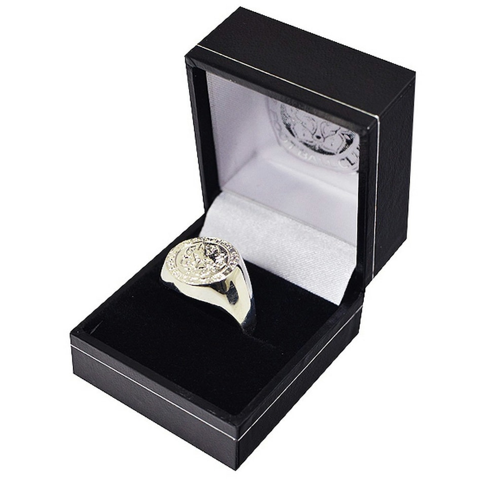 Leicester City Official Silver Plated Crest Ring - Silver - Small