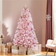 image 2 of Yaheetech 183 cm Tall Unlit Flocked Artificial Christmas Tree Pink