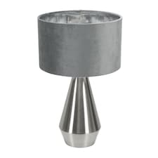 ValueLights Jax Brushed Chrome Touch Table Lamp Grey Velvet Chrome Shade and Bulb