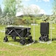 image 3 of Outsunny Outdoor Pull Along Garden Trolley on Wheels Folding Beach Cart Black