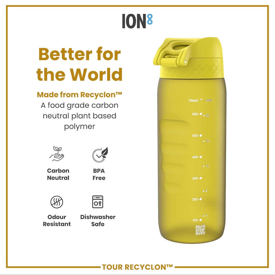image 1 of Leak Proof Water Bottle, BPA Free, 750ml (24oz) | Yellow | Yellow | One Size