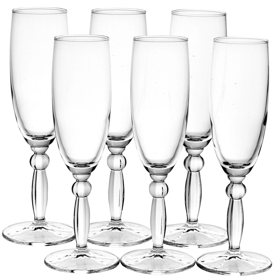 image 1 of Champagne Drinking Flutes Stemmed 6 Set Cocktail Glasses Dinner Party