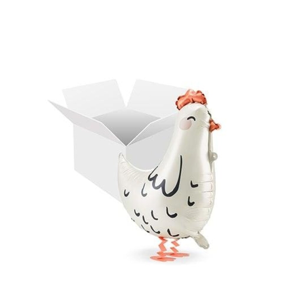 Hen Walking Helium Foil Balloon - Inflated Balloon in a Box