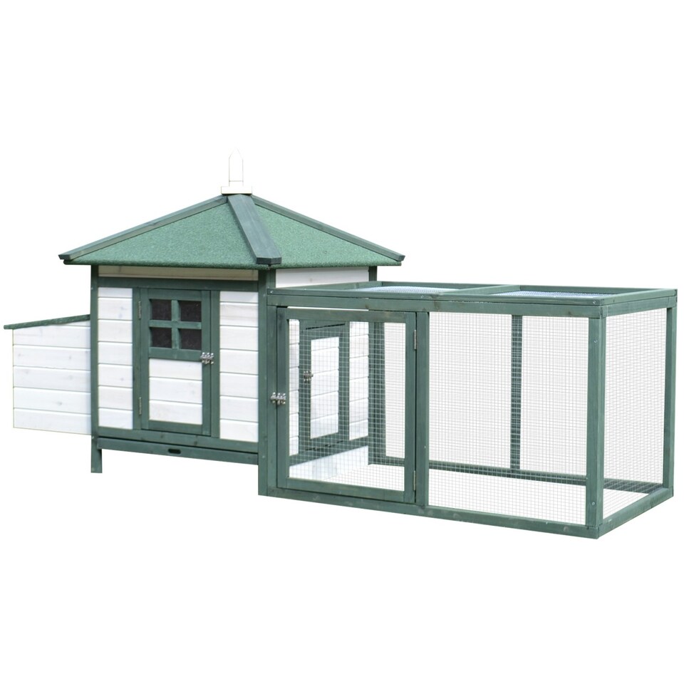 image 1 of PawHut Chicken Coop Hen Poultry House w/ Nesting Box Outdoor Run Patio Wooden