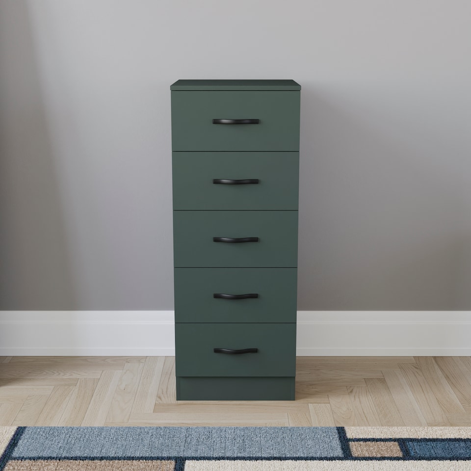 image 1 of Vida Designs Riano 5 Drawer Narrow Chest, Green