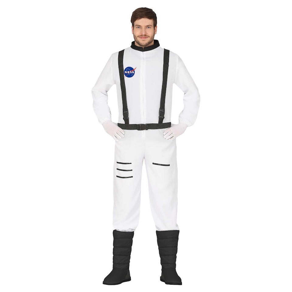 image 1 of Fiestas Guirca Mens Astronaut Costume Dress | White | White/Black | L | 1