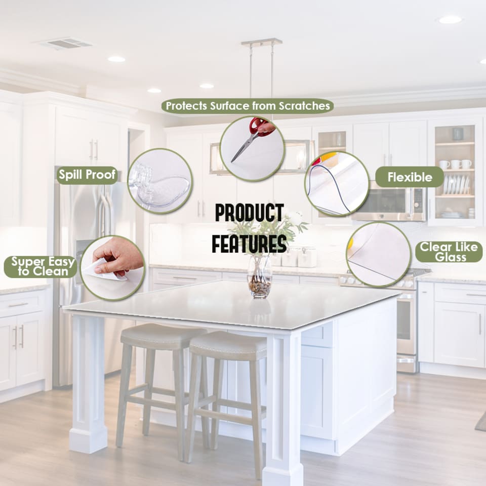 image 1 of Clear Plastic Table Cover, Transparent Protector - 90cm x 180cm