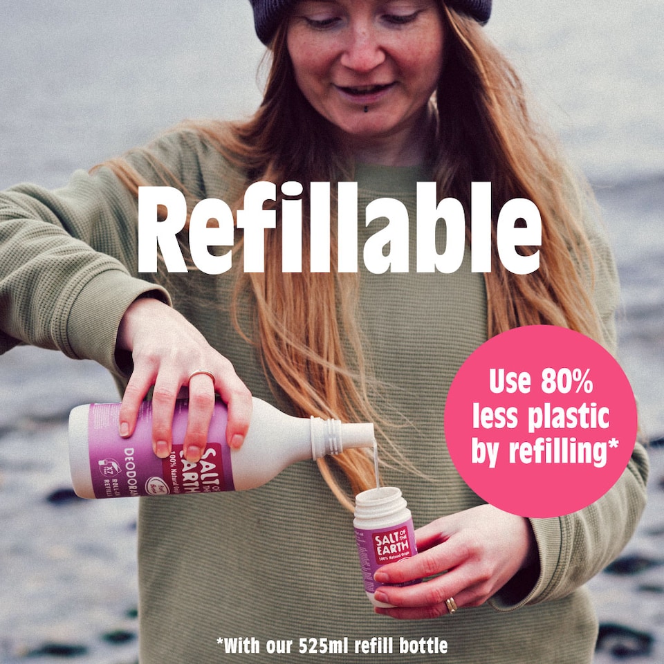 image 1 of Salt of the Earth Natural Refillable Roll On Deodorant Fresh Strawberry Natural Ingredients COSMOS Approved & Vegan 75ml | Red