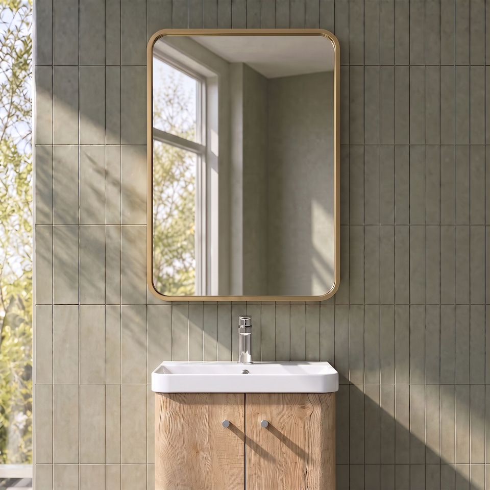 image 1 of Balterley Rectangular Bathroom Mirror Durable Brass