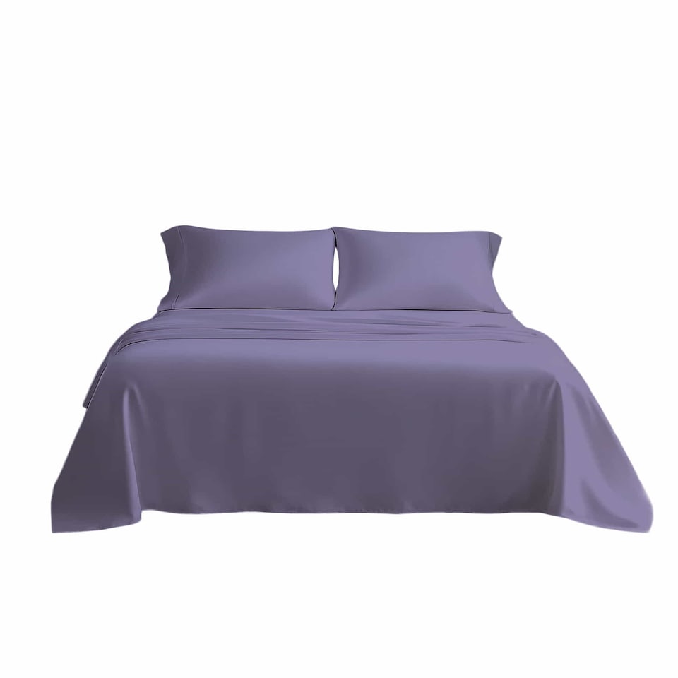 image 1 of Microfibre Soft Touch Flat Sheet Plain Dyed Bed Linen | Purple | Single