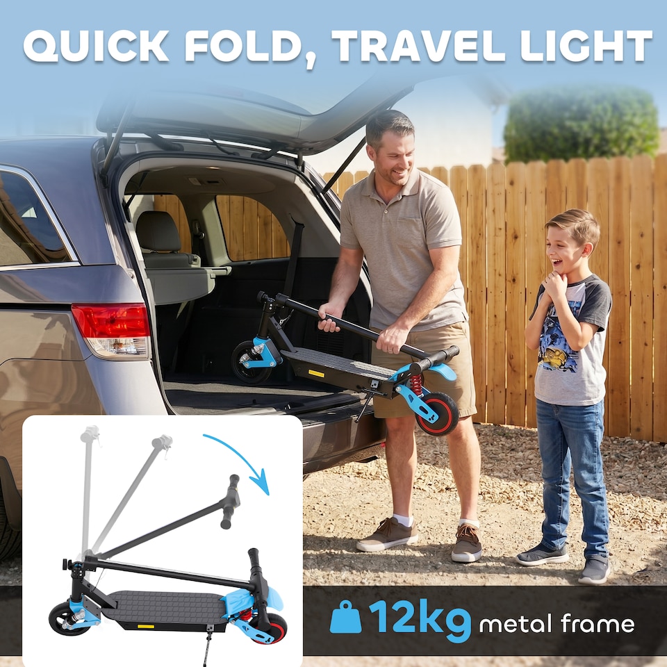 image 1 of AIYAPLAY Electric Scooter for Kids with LCD Display, Up to 15 KM/H, Blue | Blue | Blue and Black