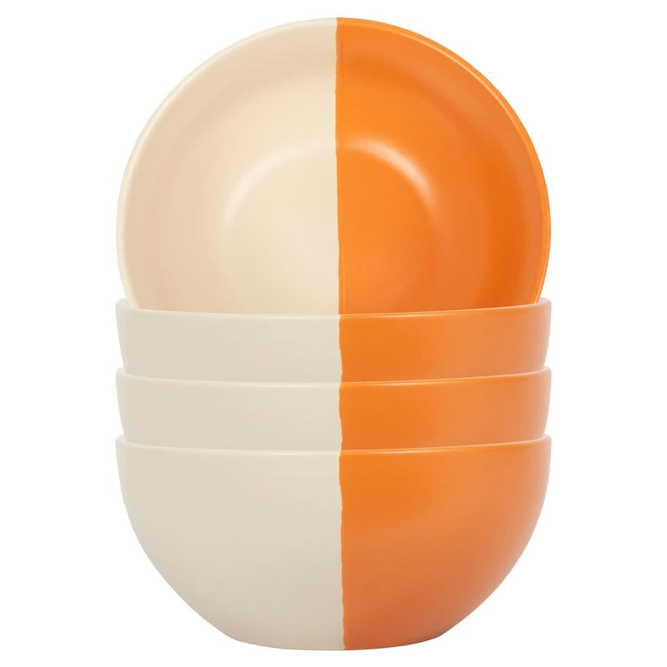image 1 of Nicola Spring Dipped Stoneware Cereal Bowls - 16.5cm - Burnt Orange - Pack of 4 Orange