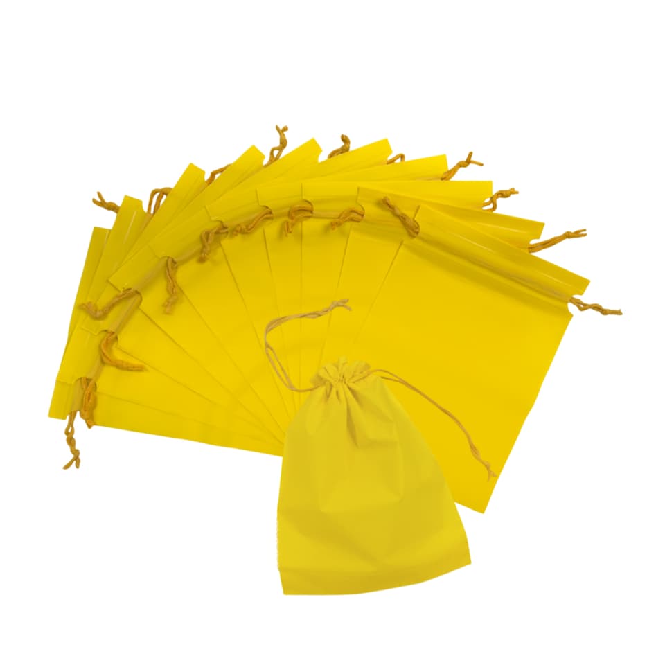 image 1 of Pack of 25 Yellow Coloured 21x29cm PEVA Frosted Drawstring Bags | Yellow