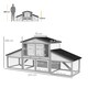 image 7 of PawHut Rabbit Hutch, Bunny Cage with Tray & Ramp, Wooden Outdoor House, Grey