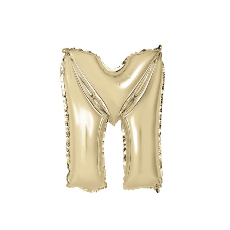 image 1 of Gold Letter M Shaped Foil Balloon 14"