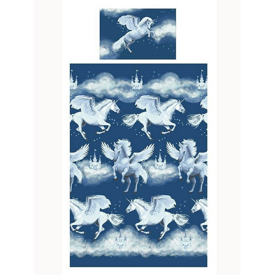 image 1 of Bedding & Beyond Stardust Unicorn Duvet Cover Set - Navy/White - Double Blue | Double