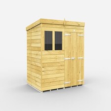 8 x 6 Feet Pent Shed - Double Door With Windows - Wood - L178 x W243 x H201 cm Brown